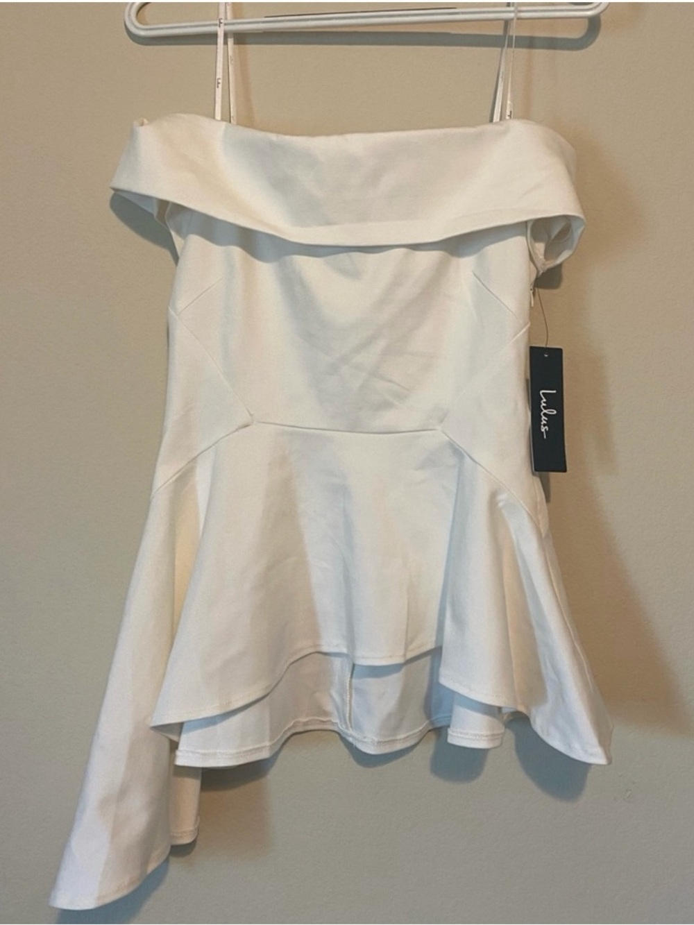 Lulu's White Off-Shoulder Peplum Top